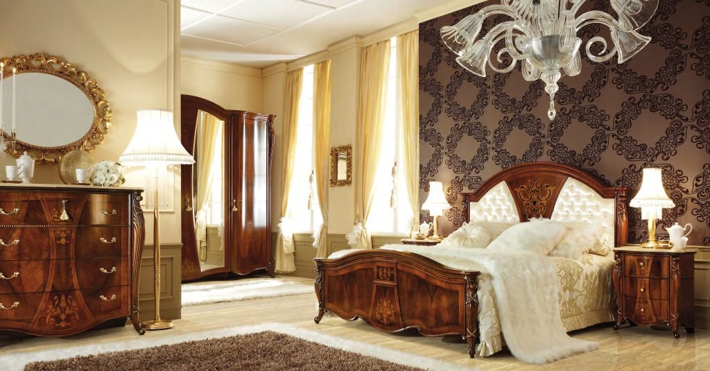 Кровать Maxi (панель обита тканью) Principessa, шкаф для спальни SIGNORINI & COCO