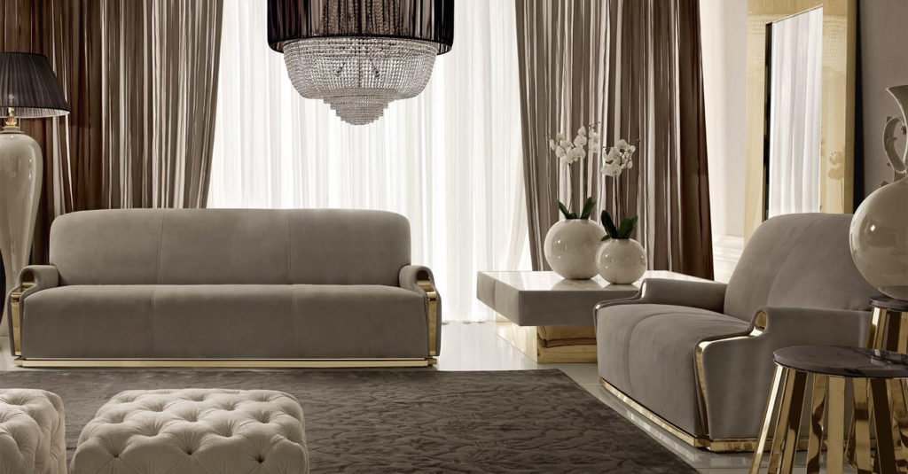 Диван со стальной основой, отделка золотом Dоlfi гостиная FD Collection, Центр итальянской мебели Antonovich Home